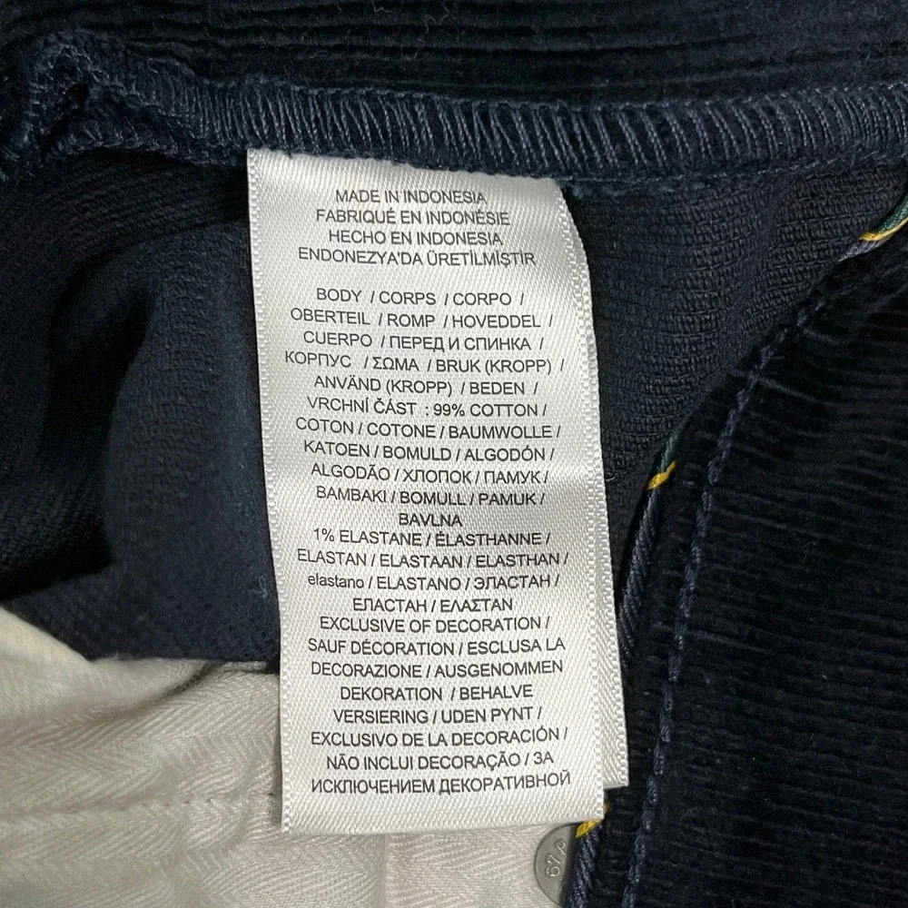 Polo‎ Ralph Lauren Varick Slim Straight Corduroy Pants Mens 35X32 Blue Preppy